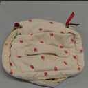 Prite Corduroy Large Travel Quilted Makeup Bag for Women Floral Cotton Cosmetic Bag Coquette Aesthetic Floral Toiletry Organizer Bag(Strawberry)