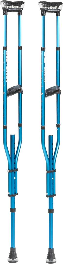 Air-Crutch Lightweight Walking Crutch, Adult Crutches for Walking with Comfortable Underarm Pads and Ergonomic Grips, Adjustable Height 4'7"-6'7", 300 lb Capacity, Blue