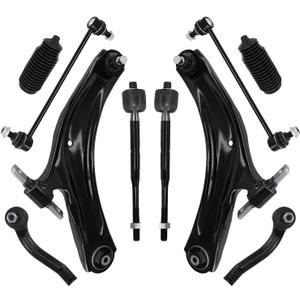 10pcs Suspension Kit Front Left Right Lower Control Arm w/Ball Joint Front Tie Rod Sway Bar End Link Rack and Pinion Boot Assembly Replacement for 2007-2012 NISSAN SENTRA