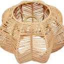 Hanging Light Rattan Lamp Shade Boho Lampshades for Rattan Pendant Lights Ceiling Light Table Lamps Floor Hanging Lights Plug in Pendant Light Wall Sconce (11.8 Inch-Ball Cactus Shade)