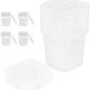 Alipis Clear Plastic Ice Cream Bucket with Lid and Handle, 10pcs Square De-li Containers Reusable Food Tub Pail for Food Drinks Storage Freezer Microwave 300ml