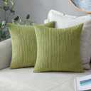 MIULEE Pack of 2 Pillow Covers Soft Soild Decorative Square Throw Pillow Covers Set Cushion Cases Pillowcases for Sofa Bedroom Car 20 x 20 Inch 50 x 50 Cm Grass Green