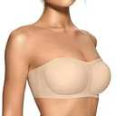 OEAK Womens Strapless Bras Push Up Bandeau Bra Non Slip Wireless Supportive Padded Bras Seamless Comfortable Tube Bra S Beige (Beige, S)