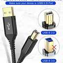 sweguard 20ft USB 2.0 USB-A to USB-B Cable - High Speed Nylon Braided Scanner/Printer Cord for HP, Canon, Dell, Epson, Brother, Lexmark, Xerox, Samsung & More - Black