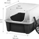 IRIS USA Cat Litter Box Large Open Top with High Sided Walls Tall Scatter Shield Scoop Included Easy Clean Plastic Pan Stain Resistant for Cats Kittens Indoor Multi-Cat Households 2-Pack Black