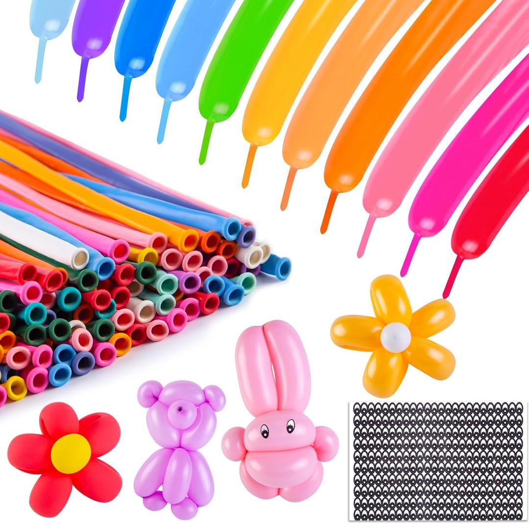 LovesTown 150PCS 260 Long Balloons Assorted Colors, Skinny Latex Twisting Balloons for Animal Modeling Tying Balloon Arch Wedding Birthday Outdoor Party Decor (Multicolor)