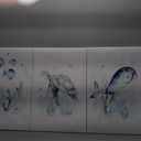 Wodkwq Ocean Nursery Decor,Nursery Wall Decor,Kids Bathroom Decor,Under The Sea,Boys Room Sea Animal Wall Art Picture Canvas Prints Set of 3,Bedroom 12x16 Inch Framed