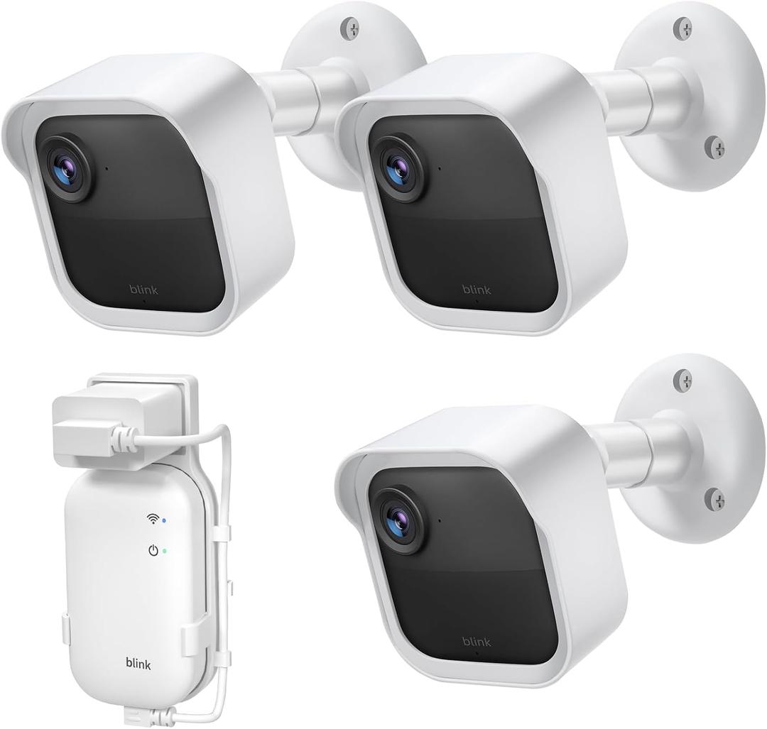 Blink Outdoor Camera Wall Mount Compatible with 2K+ & 4th Gen,3 Pack Weatherproof Protective Housing,360 Degree Adjustable with Blink Sync Module Core Outlet Mount for Blink Camera System