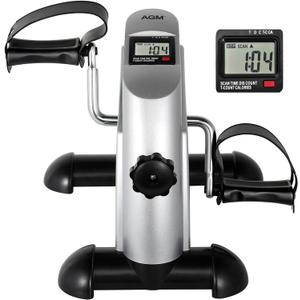 Mini Exercise Bike, AGM Under Desk Bike Pedal Exerciser Foot Cycle Arm & Leg Pedal Exerciser with LCD Screen Displays