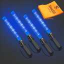 4 Pieces 21 Inch Signal Traffic Wand with 3 Flashing Modes & 6 Led Lights, Traffic Safety Baton with Side Clip for Air Marshalling, Car Directing, Parking Guides (Blue)