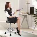 PU Leather Rolling Stool with Foot Rest Round Height Adjustment Swivel Spa Drafting Salon Tattoo Work Office Massage Vanity Stools Task Chair (Black), 15.74 inches x 12.59 inches x 22.83 inches