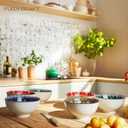 Bohemian Ceramic Bowls Set, 4.5 Inch Porcelain Cereal Bowls, Vintage Boho Style for Rice, Soup, Cereal, Salad, Decorative Set for Kitchen & Dining (Set of 5)