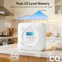 3 Pack Carbon Monoxide Detector LCD Screen Real-Time Concentration Battery Fault LED 60-Second Self-Check History Alarm Peak Record Portable Travel Van Life RV Camping Hotel Home Safety Pet Family