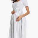 BBHoping Women’s Casual Striped Maternity Dress Short Knee Length Pregnancy Clothes for Baby Shower, Medium