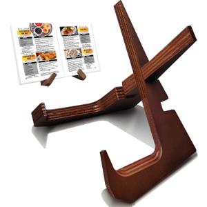 Cookbook Stand for Kitchen Counter Holds 600-Page Books | Elegant Rustic Wooden Cook Book Stands for Display of Recipes & Tablets | Adjustable & Detachable Cookbook Holder Stand for Home Chefs