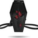 Goth Purse Coffin Halloween Purses Clutch Shoulder Bag Small Crossbody Bag Spooky Horror Cute Wallet (Black Cross Rose)