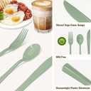 150 PCS Sage Green Plastic Silverware Heavy Duty Utensil Sets Include 50 Disposable Forks, 50 Knives, 50 Spoons for Birthday, Baby Shower, Picnic, Spring Party, Wedding