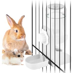 kathson Rabbit Water Dispenser for Cage 17 Oz Hanging Guinea Pig Water Bottle No Drip Gravity Automatic Bunny Water Bottle No Leak Small Animal Water Bottle for Chinchilla Ferret HamsterWhite