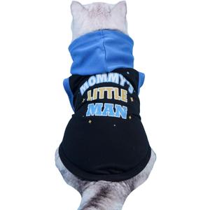 QWINEE Mom Boy Dog Hooded Tank Tops Letter Print Cat Puppy Hoodie Vest Sleeveless Pullover Dog Shirt Stretchy Pet Clothes for Small Medium Large Cats Dogs Kitten Blue XXS