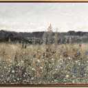 InSimSea Golden Framed Vintage Canvas Wall Art Wildflower Field 24x36In, Rustic Meadow with Flowers Vintage Floral Landscape Art Print, Modern Country Farmhouse Bedroom Bathroom Botanical Wall Decor