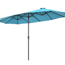 15FT Patio Double Sided Umbrella Crank Garden Turquoise