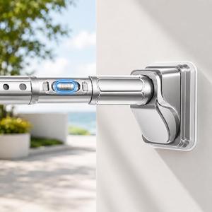 JILRON Tension Shower Curtain Rod 41-200in(3.41-16.6ft),No Drill Silver Color Spring Rod,Versatile-1.26" dia,One-Click Stretch Design, Upgraded Anti-Slip Pads