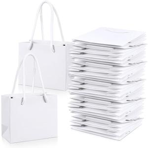 40Pcs Mini White Gift Bags with Handles, Extra Small Gift Bags Bulk, Thicken Mini Paper Goodie Shopping Bag for Card Father Wedding Baby Shower Favor Birthday Party Wrapping Supplies(4 x 5 x 2 Inch)