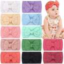 CLLOT Super Stretchy Soft Knot Headbands with Hair Bows Head Wrap Hair Accessories For Newborn Baby Girls Infant Toddlers Kids 12 PCs