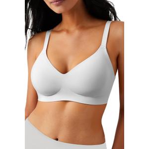 Wireless Comfortable Bra Seamless No Underwire Bras Full Coverage Push Up Women Wirefree Bras with Support (White, 34D) 