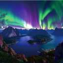 Blueforest 1000 Piece Aurora Jigsaw Puzzle for Adults - 27.5x19.7 Inch Stunning Lofoten Islands Northern Lights & Mountain Landscape, Unique Art Puzzle for Home Decor