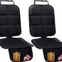 Car Seat Protector, 2 Pack Baby CarSeat Protector with Mesh Pockets & Non-Slip Backing 600D Durable Seat Cover Under Baby Child Car Seat, (Black, Standard)
