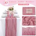 10 Pcs Dusty Rose Cheesecloth Table Runner 10FT, Gauze Table Runner for Wedding Reception Sheer Bridal Shower Birthday Party Boho Table Decoration, Rustic Romantic Wedding Runner