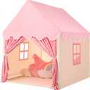 Wilwolfer Kids Tent - Kids Playhouse Play Tents for Toddlers - Kids Play Tent Indoor Toy House Gifts for Girls Boys (Pink & Yellow, Cloth Door-Only A Tent)