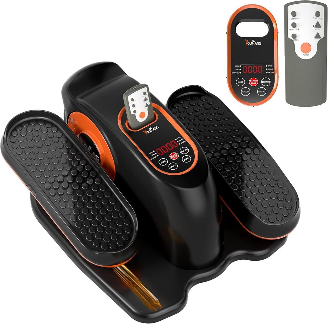 Under Desk Elliptical Machine with Smart Safety Stop Ellipse Leg Exerciser - Electric & 12dB Seated Elliptical for Seniors Pedal Exerciser 12-Level Auto/Manual Modes with Remote for Home Office Rehab