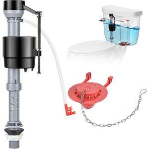Universal Toilet Repair Kit for Inside Tank  Includes Adjustable Fill Valve & 2-Inch Flapper, Quiet & Easy Installation (Red, 1-Pack)