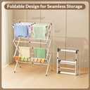 Foldable Clothes Drying Rack - 3-Tier Laundry Drying Rack, Collapsible Metal Indoor Airer, Portable X-Type Clothing Dryer with Shoe Hanger for Home & Balcony (No Assembly Required)