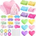 36 Pcs Sleepover Party Supplies for Girl Spa Slumber Birthday Favors Throw Blanket Pillow Eye Mask Headband Scrunchies (Solid Color,Multicolor)