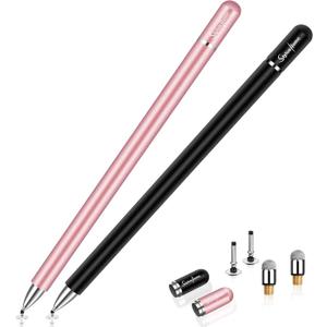 Stylus for iPad (2 Pcs), StylusHome Magnetic Disc Universal Stylus Pens Touch Screens for Apple/iPhone/Ipad pro/Mini/Air/Android/Microsoft/Surface All Capacitive Touch Screens - Black/Rose Gold