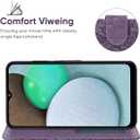 Case for Galaxy A03S Case, Samsung A03S SM-A037U Wallet Case with Tempered Glass Screen Protector, Lace Flower PU Leather Flip Credit Card Holder Phone Cover for Samsung Galaxy A03S Purple