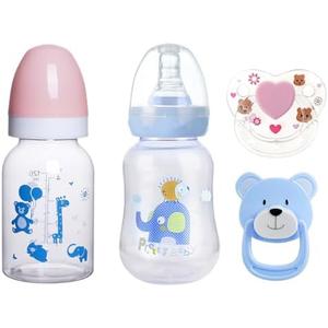 JIZHI 4 Pcs Baby Doll Bottles Set with Magnetic Pacifiers, Baby Doll Accessories for Reborn Baby Doll, Pretend Play Feeding Toy Kids Gift (Pink/Blue)