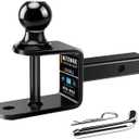 METOWARE 3-in-1 ATV/UTV Trailer Hitch Towing Ball Mount With 2 Inch Ball Rated 3500 LBS, Fits 1 1/4 Inch Receiver With 1/2 Inch Pin & Clip