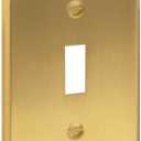 Rio Salto BRASS Signature Collection Brushed Brass Gold Metal Outlet Cover, Decorative Light Switch Cover Plate Wall Plate, Premium, Toggle Flip Switch 1-Gang, 2.75" X 4.50" Standard Size