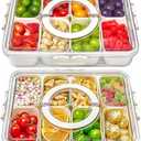Mfacoy Snackle Box Container, 2 Pack Divided Serving Tray with Lid and Handle, Snack Box Charcuterie Container for Portable Snack Platters, Clear Organizer for Candy, Fruits, Travel, Party, Picnic