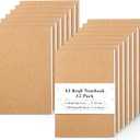 feela 15 Pack A5 Kraft Notebooks, 60 Lined Blank Pages Travel Journal Bulk, Soft Cover Notebooks for Women Girls Students, Making Plans Writing Memos Office School Supplies, 8.3 X 5.5 in