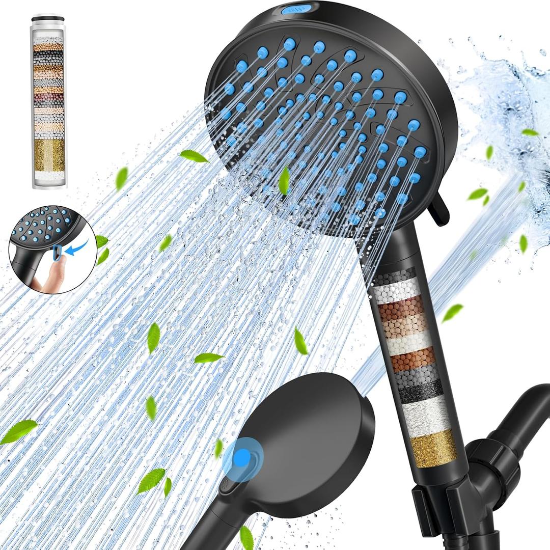 Cobbe Filtered Shower Head with Handheld, High Pressure 7-mode Showerhead with Filters for Hard Water - Remove Chlorine - Reduces Dry Itchy Skin, Patented Paddle Shift Design, Black (3. Matte Black)