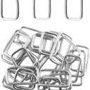 60PCS 1 Inch 1.2 Inch 1.5 Inch Silver Metal Rectangular Loop Buckle Square Strap Woven Non Soldered Square Loop for Clothes Shoulder Strap Pet Collars Backpack