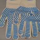 QUWIN BBQ Gloves, Oven Gloves 1472 Extreme Heat Resistant, Grilling Gloves Silicone Non-Slip Oven Mitts, Kitchen Gloves for BBQ, Grilling, Cooking, Baking-1 Pair (Blue, One Size Fits Most)