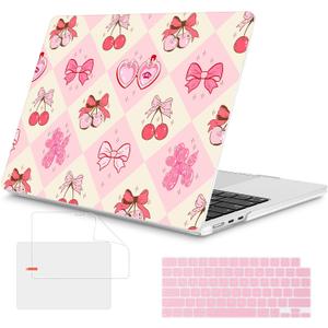 Mektron Case for 2026 MacBook Air 15 INCH M5 A3448 Compatible with M4 A3241 /M3 A3114 /M2 A2941 Printed Plastic Hard Shell Cover with 15.3" Liquid Retina Display Touch ID- Cherry with Bows