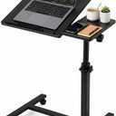 Rolling Laptop Desk with Wheels, Adjustable Height Bed Table for Sofa & Couch, Portable Mobile Workstation, Lockable Wheels, Compact Desk for Small Spaces, Home Office & Study