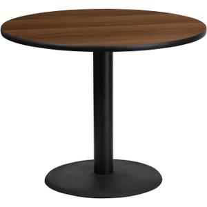 Flash Furniture Graniss 36'' Round Walnut Laminate Table Top with 24'' Round Table Height Base